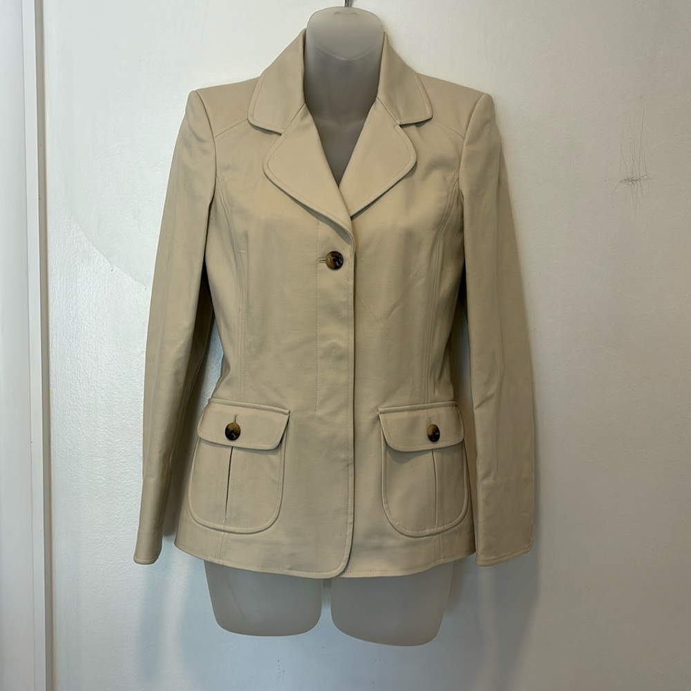 LINDA ALLARD ELLEN TRACY tan jacket size Petite 2